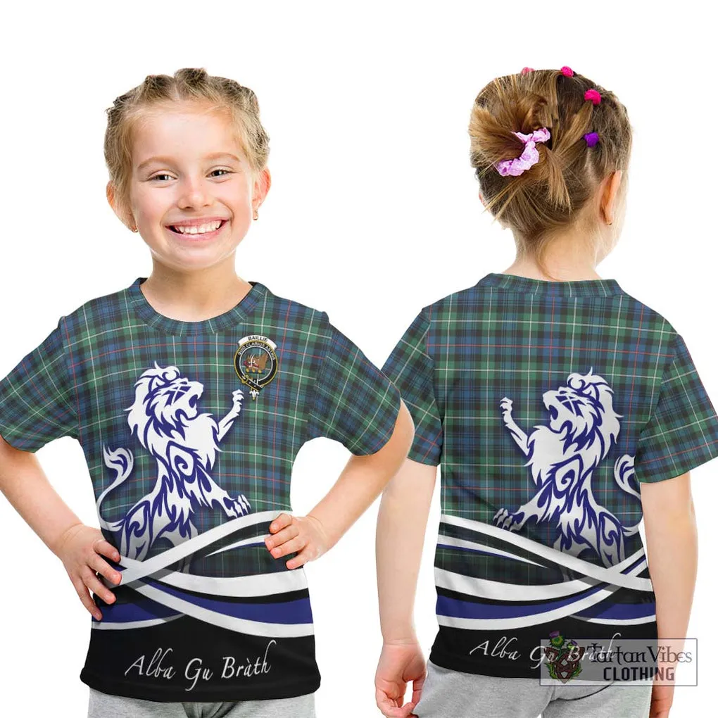 Baillie Ancient Tartan Kid T-Shirt with Alba Gu Brath Regal Lion Emblem