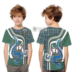 Baillie Ancient Tartan Kid T-Shirt with Epic Bagpipe Style