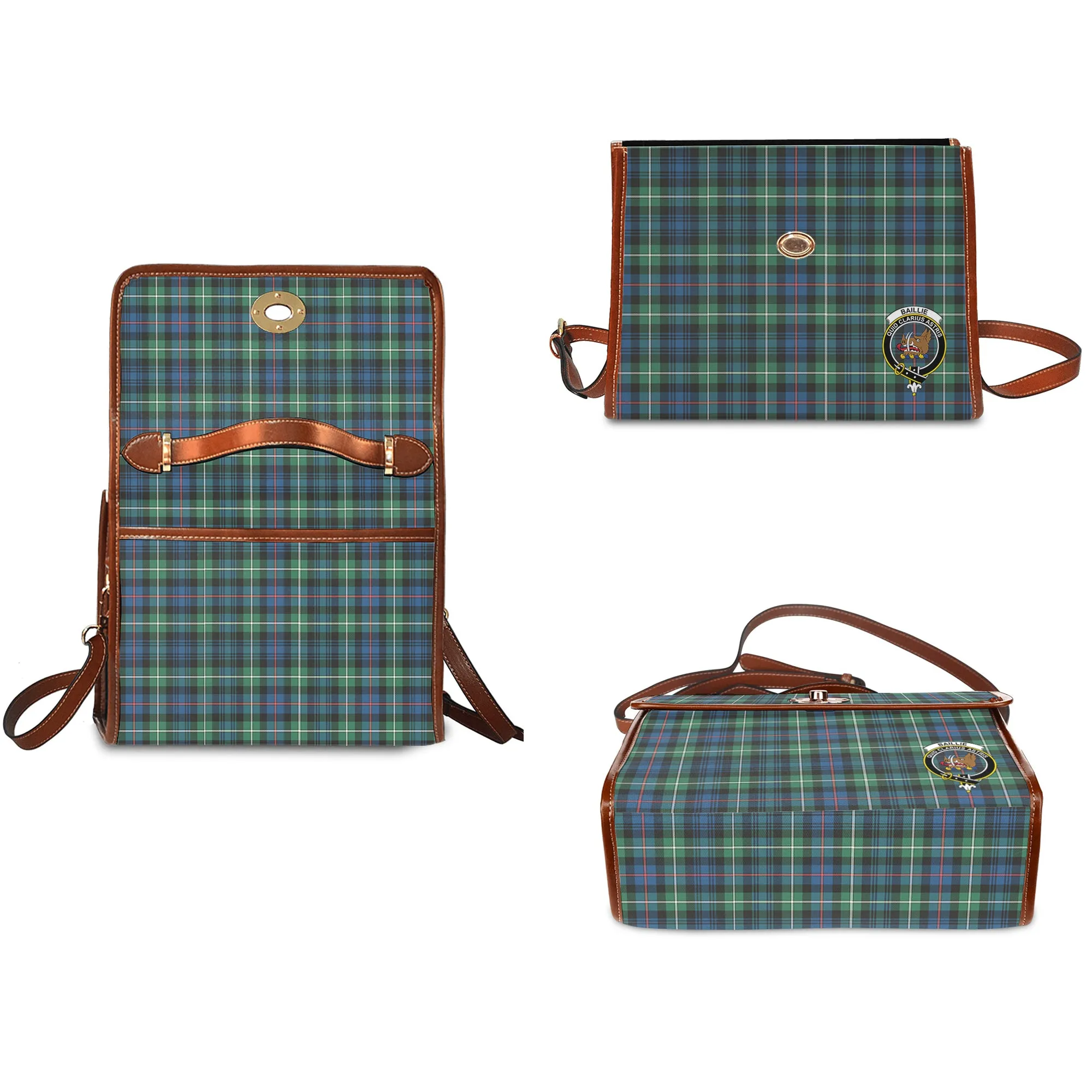 Baillie Ancient Tartan Waterproof Canvas Bag with Family Crest