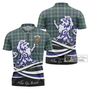 Baillie Ancient Tartan Zipper Polo Shirt with Alba Gu Brath Regal Lion Emblem