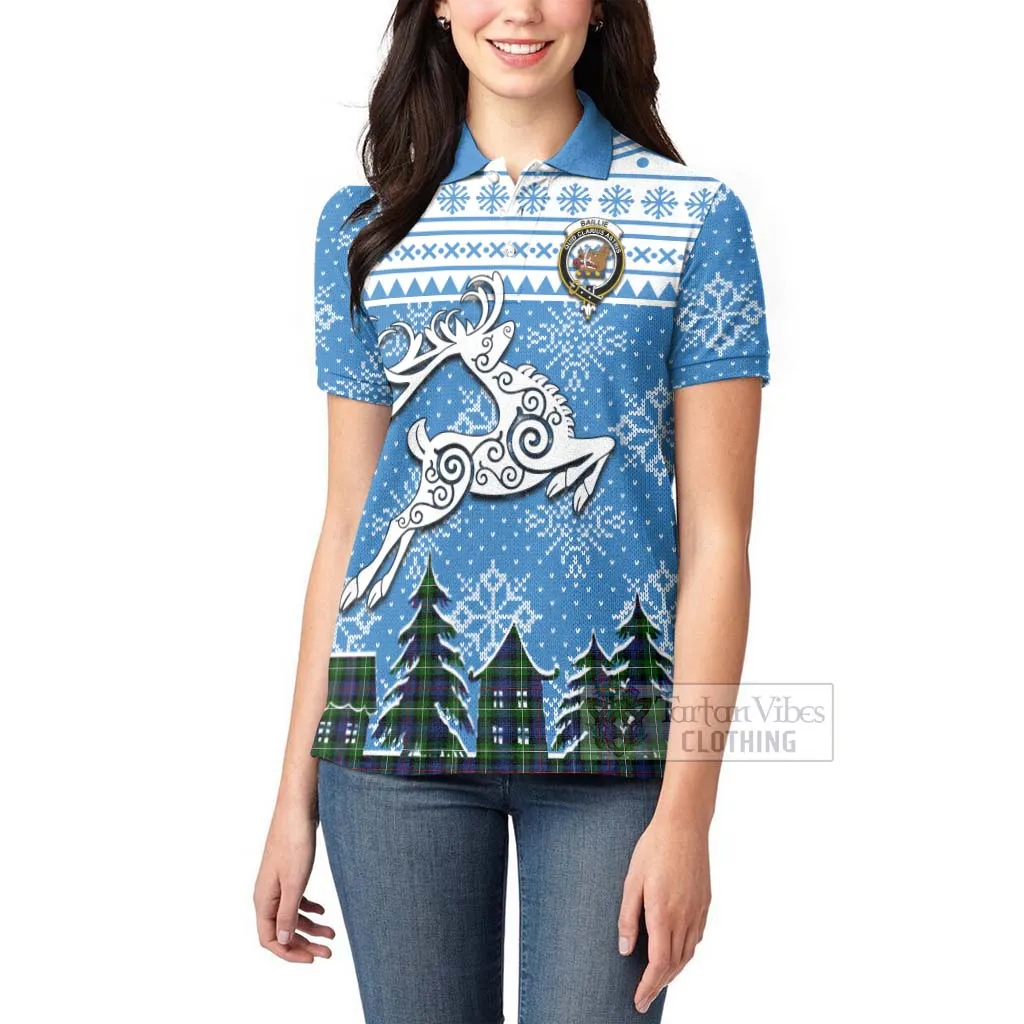 Baillie (Bailey) Clan Christmas Women's Polo Shirt Celtic Reindeer Style