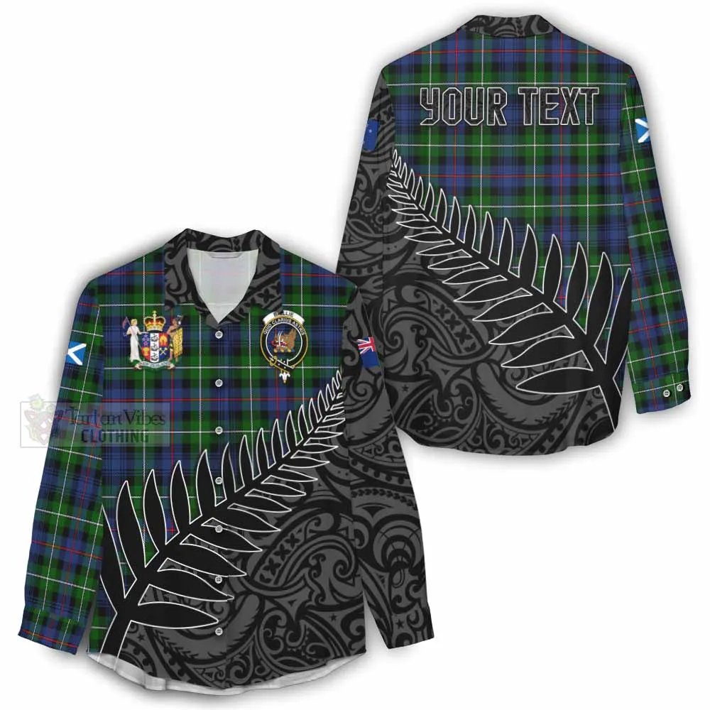 Baillie (Bailey) Crest Tartan Women's Casual Shirt with New Zealand Silver Fern Half Style