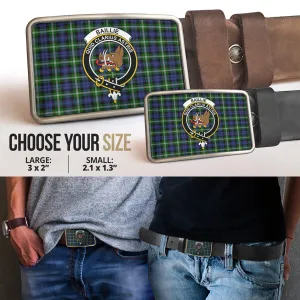 Baillie (Bailey) Tartan Belt Buckles with Family Crest