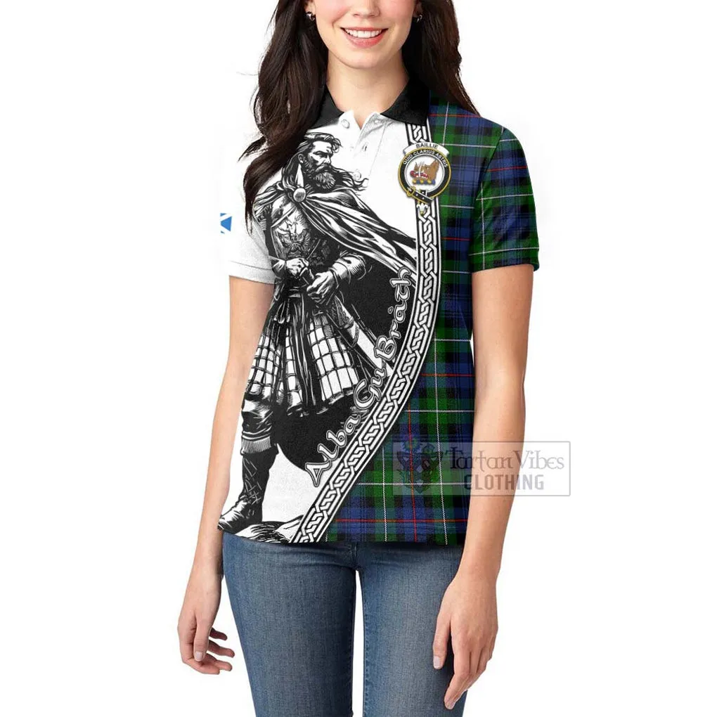 Baillie (Bailey) Tartan Clan Crest Women's Polo Shirt with Highlander Warrior Celtic Style