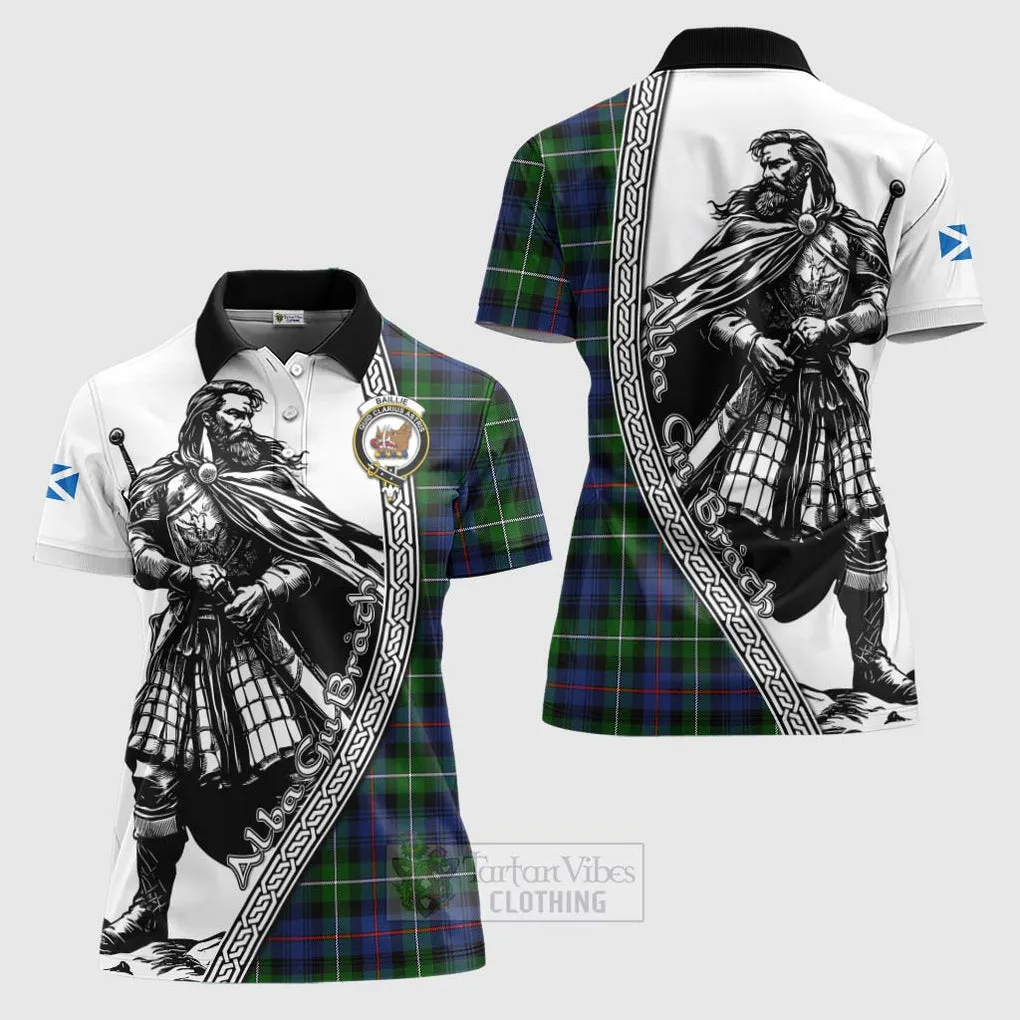 Baillie (Bailey) Tartan Clan Crest Women's Polo Shirt with Highlander Warrior Celtic Style