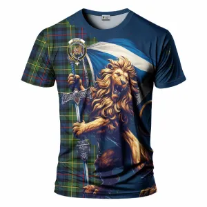 Baillie (Bailey) Tartan Family Crest T-Shirt with Scottish Majestic Lion