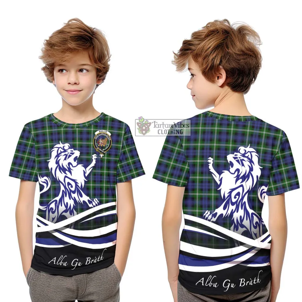 Baillie (Bailey) Tartan Kid T-Shirt with Alba Gu Brath Regal Lion Emblem