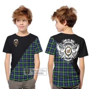 Baillie (Bailey) Tartan Kid T-Shirt with Family Crest and Military Logo Style