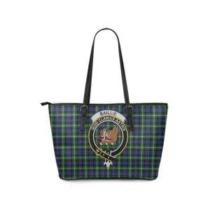 Baillie (Bailey) Tartan Leather Tote Bag with Family Crest