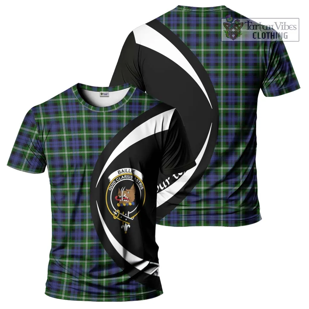 Baillie (Bailey) Tartan T-Shirt with Family Crest Circle Style