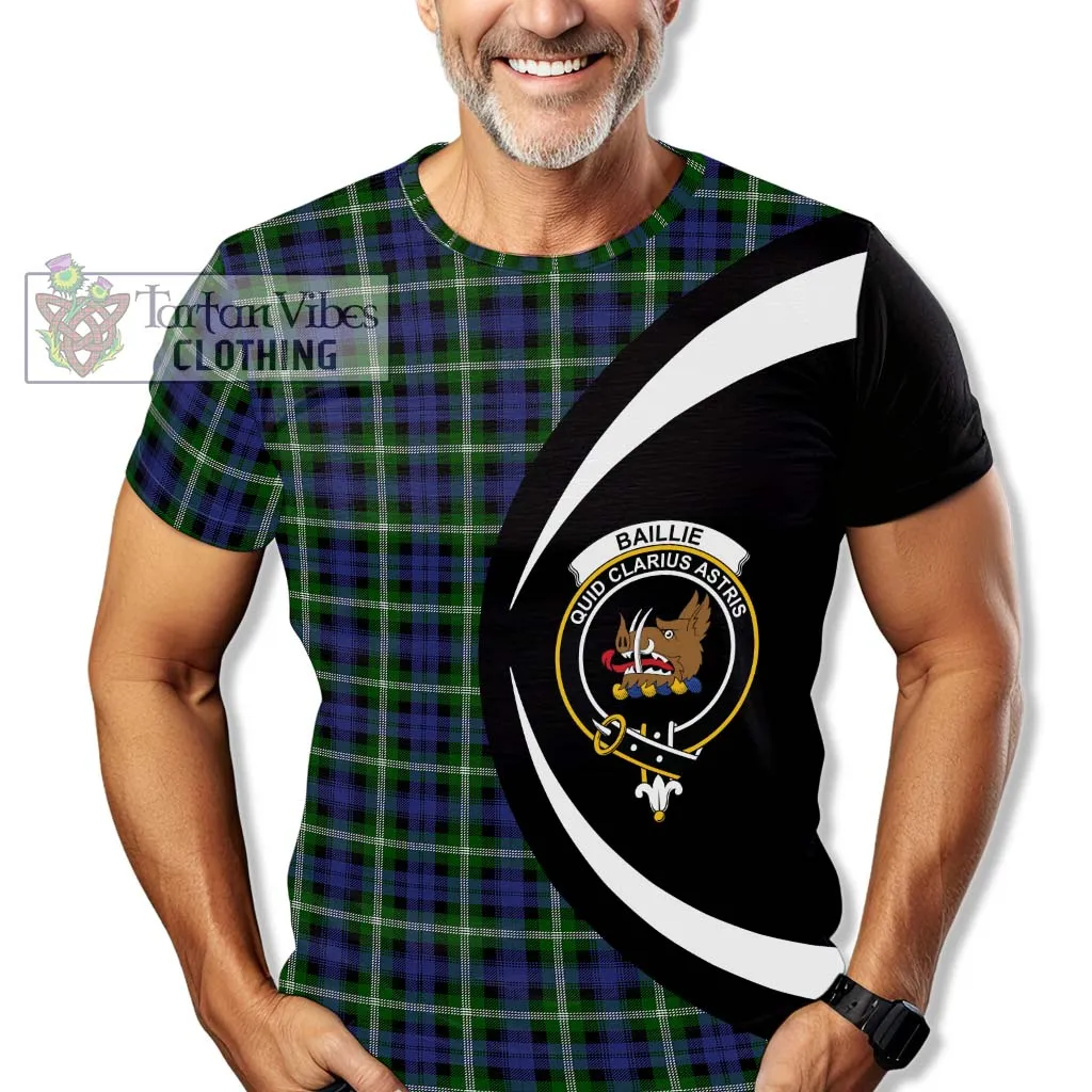 Baillie (Bailey) Tartan T-Shirt with Family Crest Circle Style