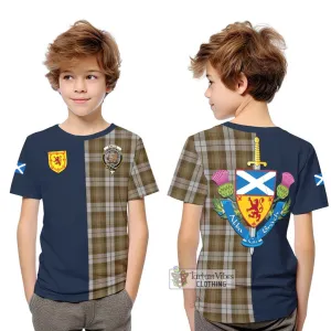 Baillie Dress Tartan Kid T-Shirt Alba with Scottish Lion Royal Arm Half Style