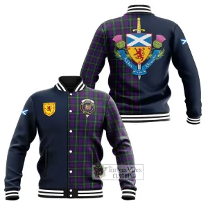 Baillie Highland Society Tartan Baseball Jacket Alba with Scottish Lion Royal Arm Half Style