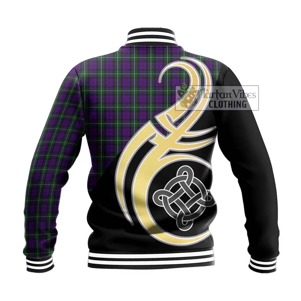 Baillie Highland Society Tartan Baseball Jacket with Family Crest and Celtic Symbol Style