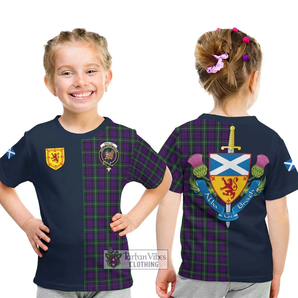 Baillie Highland Society Tartan Kid T-Shirt Alba with Scottish Lion Royal Arm Half Style