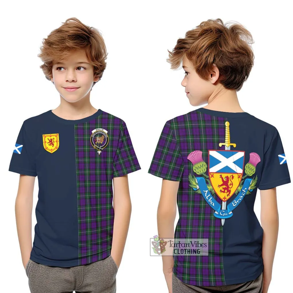 Baillie Highland Society Tartan Kid T-Shirt Alba with Scottish Lion Royal Arm Half Style