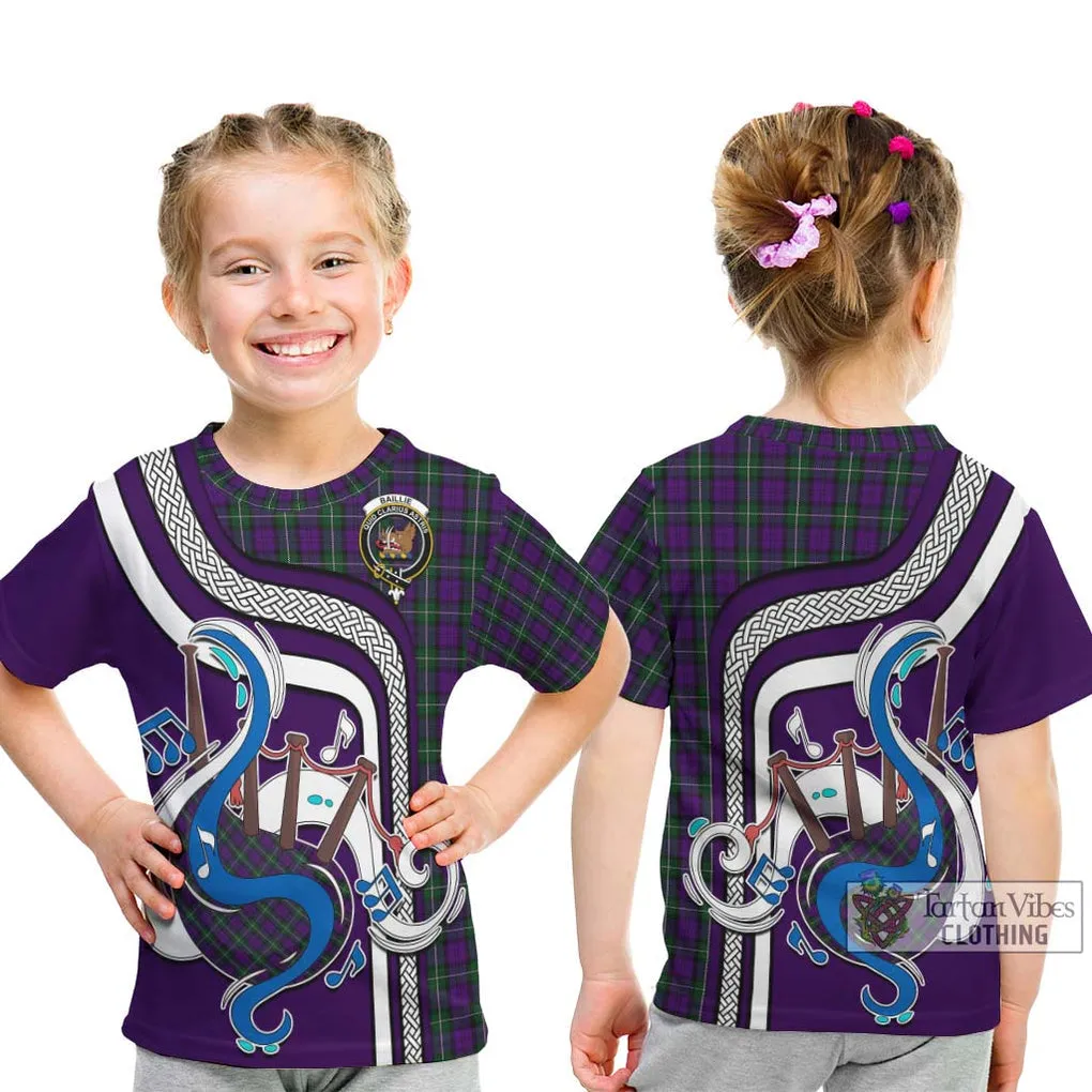 Baillie Highland Society Tartan Kid T-Shirt with Epic Bagpipe Style