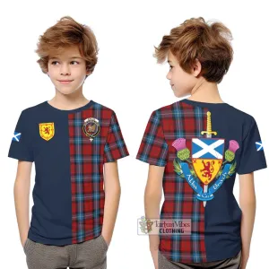 Baillie of Polkemmet Red Tartan Kid T-Shirt Alba with Scottish Lion Royal Arm Half Style