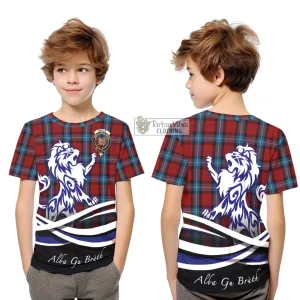 Baillie of Polkemmet Red Tartan Kid T-Shirt with Alba Gu Brath Regal Lion Emblem