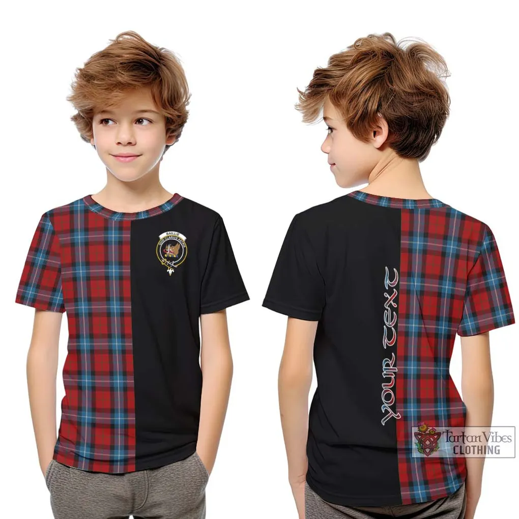 Baillie of Polkemmet Red Tartan Kid T-Shirt with Family Crest and Half Of Me Style