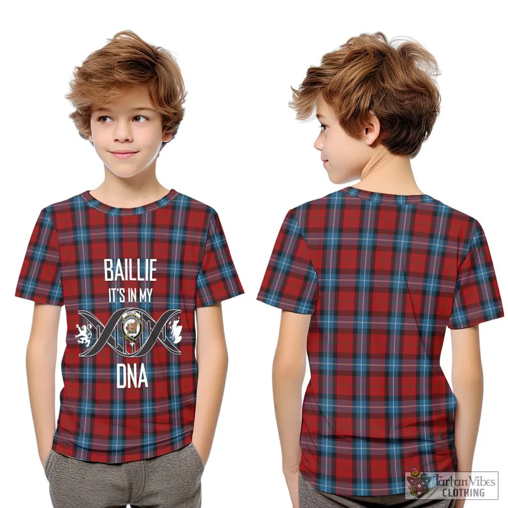 Baillie of Polkemmet Red Tartan Kid T-Shirt with Family Crest DNA In Me Style