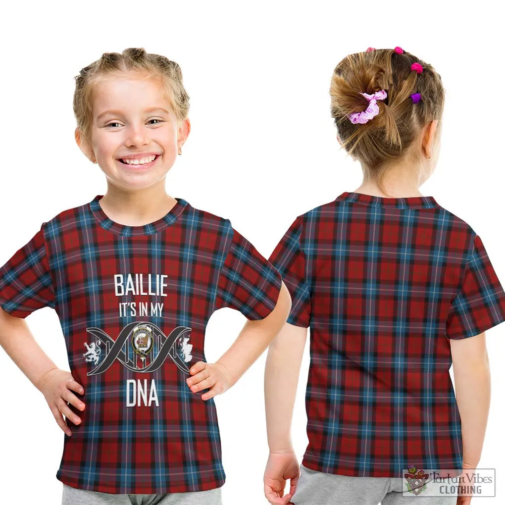 Baillie of Polkemmet Red Tartan Kid T-Shirt with Family Crest DNA In Me Style