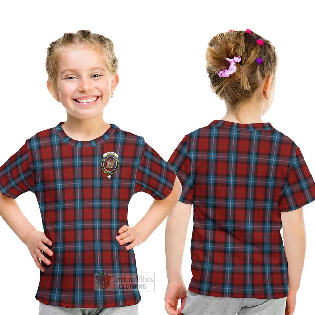 Baillie of Polkemmet Red Tartan Kid T-Shirt with Family Crest