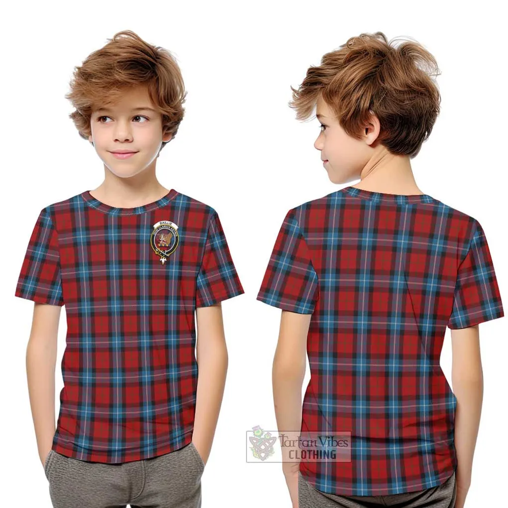 Baillie of Polkemmet Red Tartan Kid T-Shirt with Family Crest