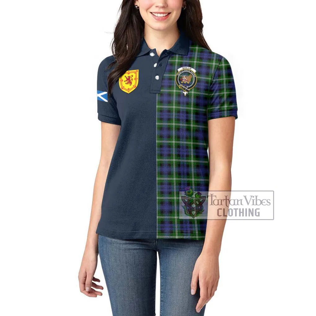 Baillie of Polkemmet Tartan Women's Polo Shirt Alba with Scottish Lion Royal Arm Half Style