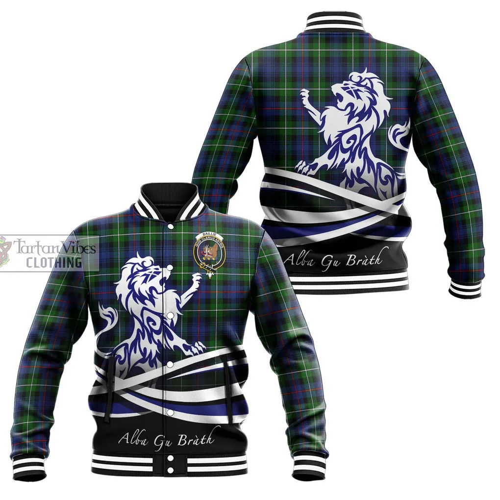 Baillie Tartan Baseball Jacket with Alba Gu Brath Regal Lion Emblem