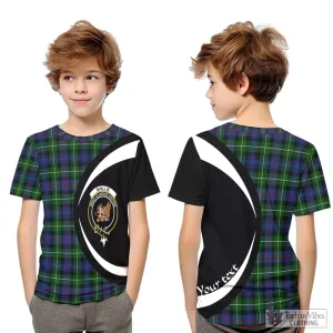 Baillie Tartan Kid T-Shirt with Family Crest Circle Style