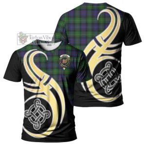 Baillie Tartan T-Shirt with Family Crest and Celtic Symbol Style