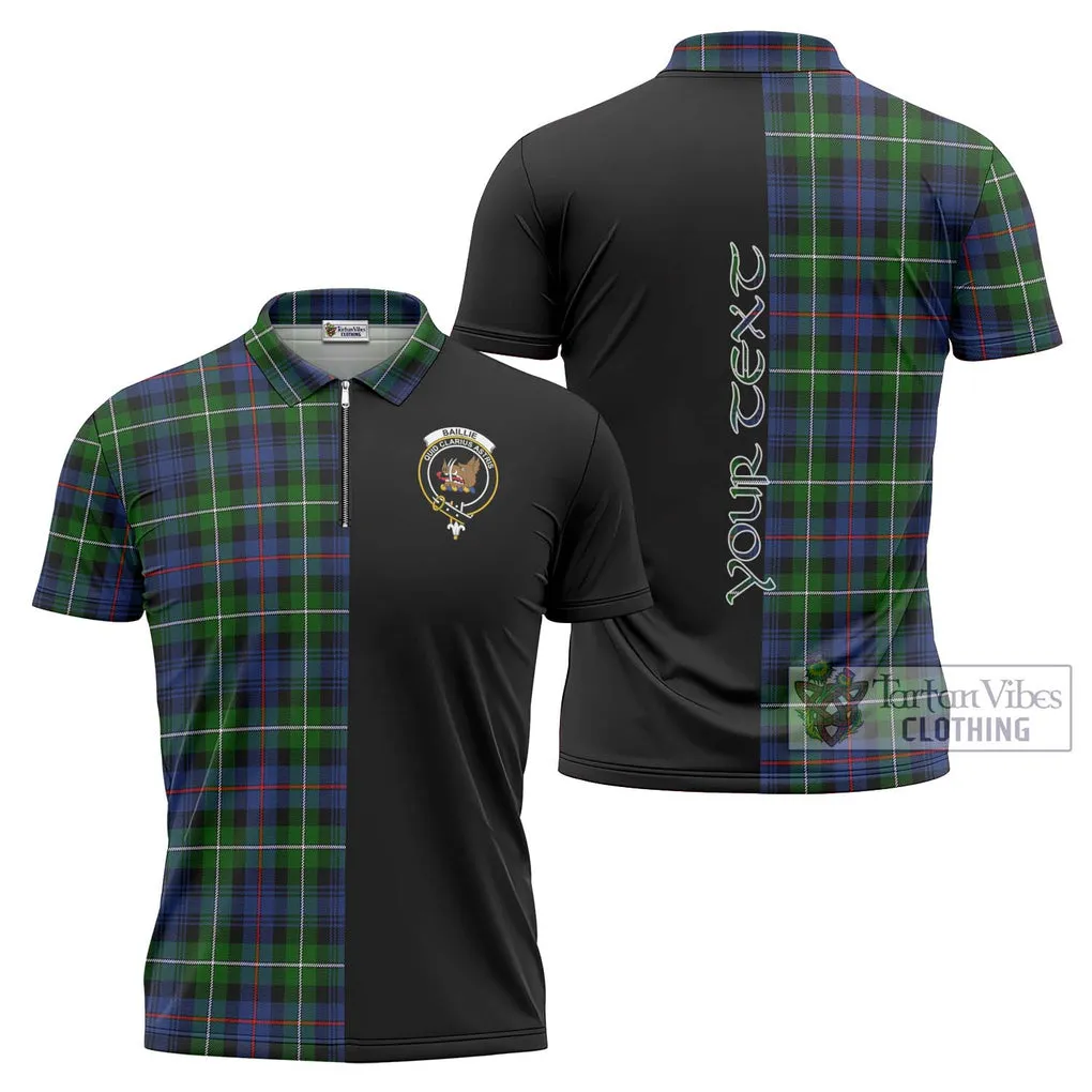 Baillie Tartan Zipper Polo Shirt with Family Crest and Half Of Me Style