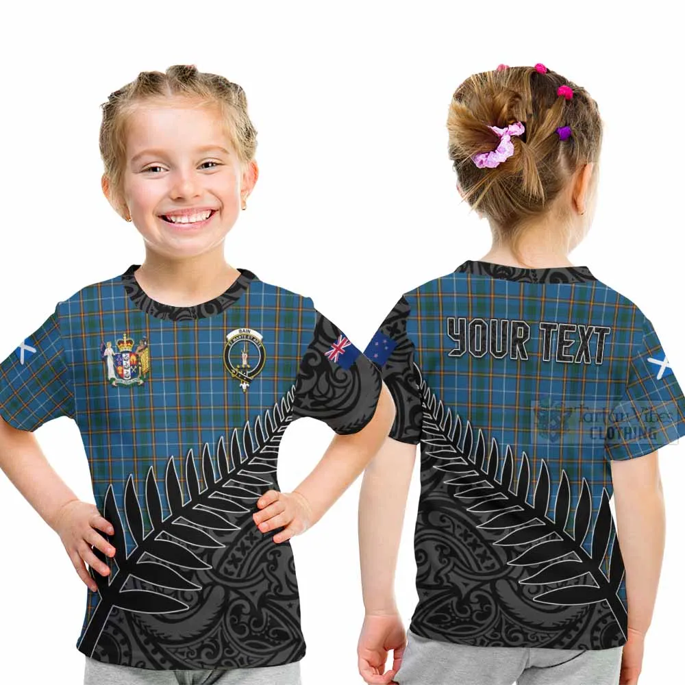 Bain Crest Tartan Kid T-Shirt with New Zealand Silver Fern Half Style