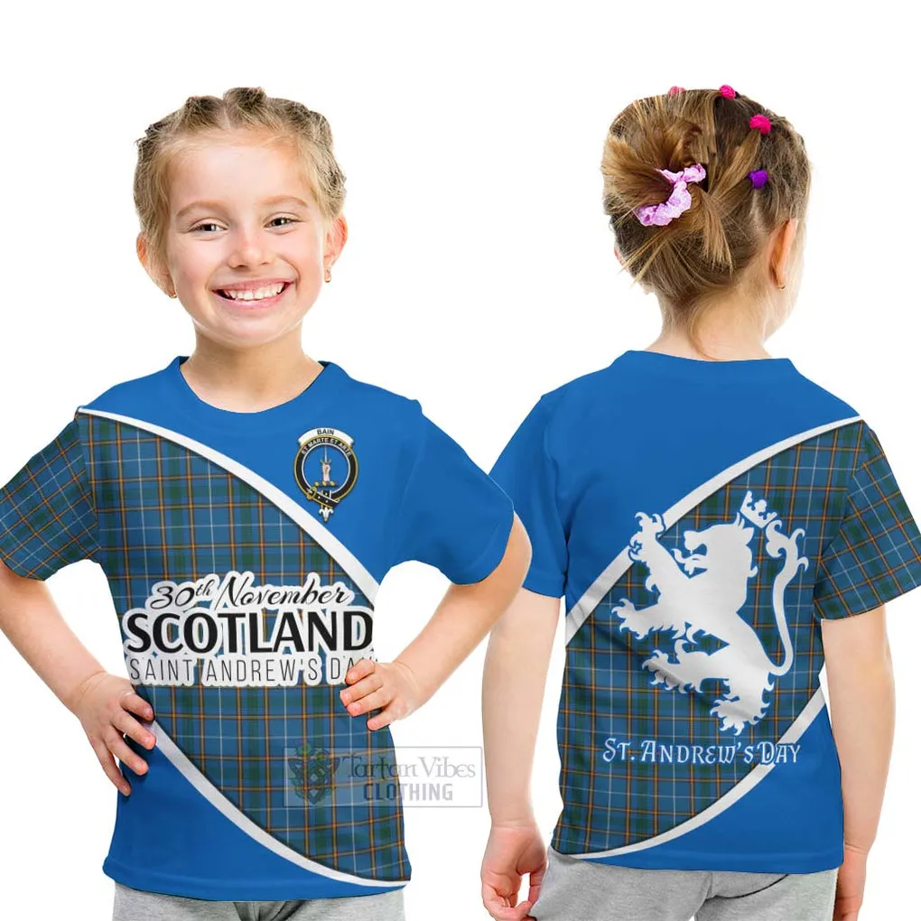 Bain Family Crest Tartan Kid T-Shirt Celebrate Saint Andrew's Day in Style