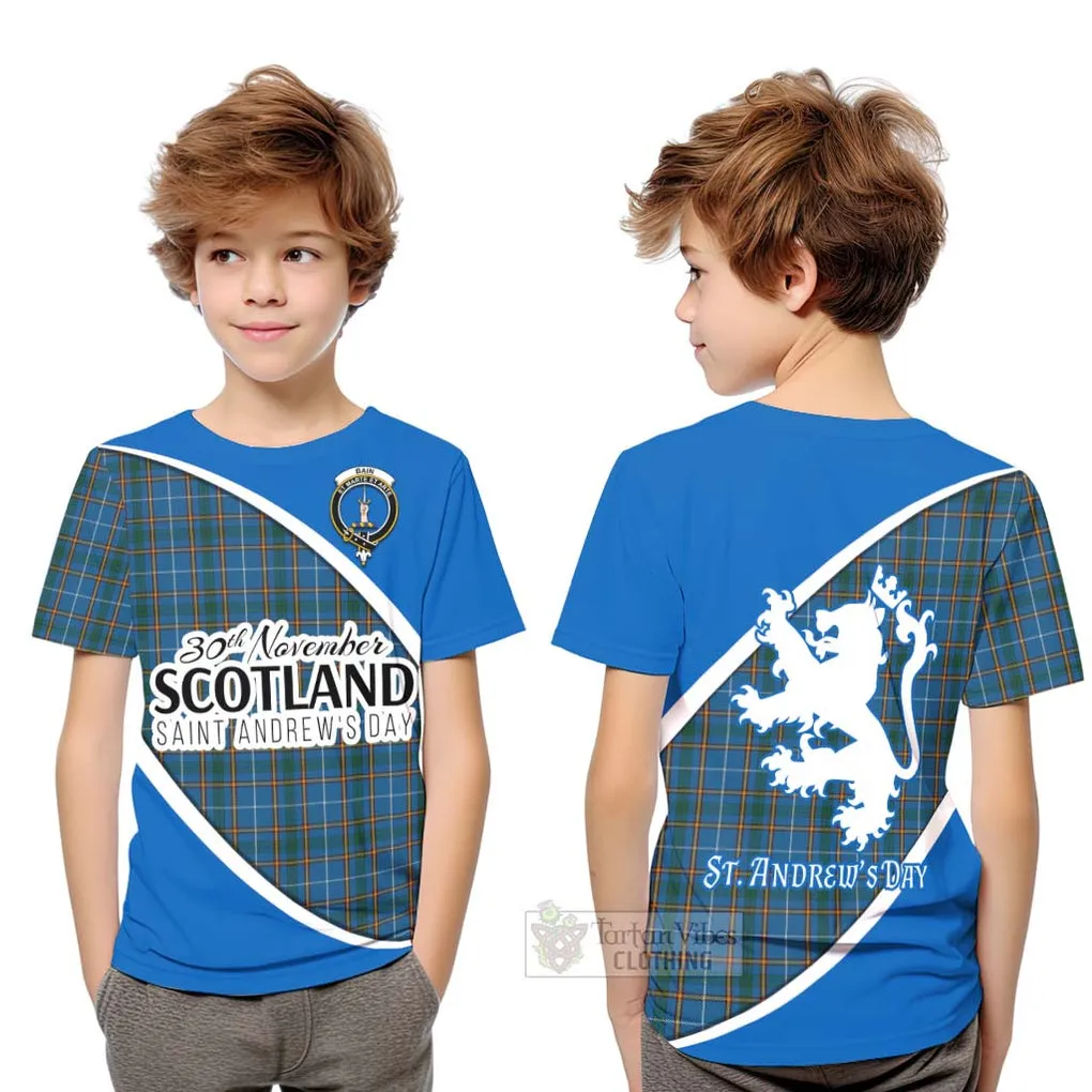 Bain Family Crest Tartan Kid T-Shirt Celebrate Saint Andrew's Day in Style