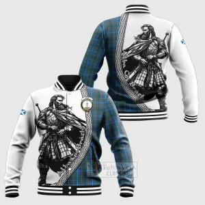 Bain Tartan Clan Crest Baseball Jacket with Highlander Warrior Celtic Style