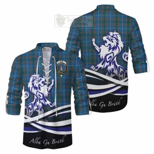 Bain Tartan Ghillie Kilt Shirt with Alba Gu Brath Regal Lion Emblem