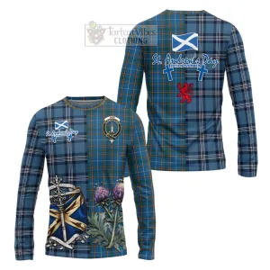 Bain Tartan Long Sleeve T-Shirt Happy St. Andrew's Day Half Tartan Style