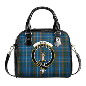 Bain Tartan Shoulder Handbags with Family Crest