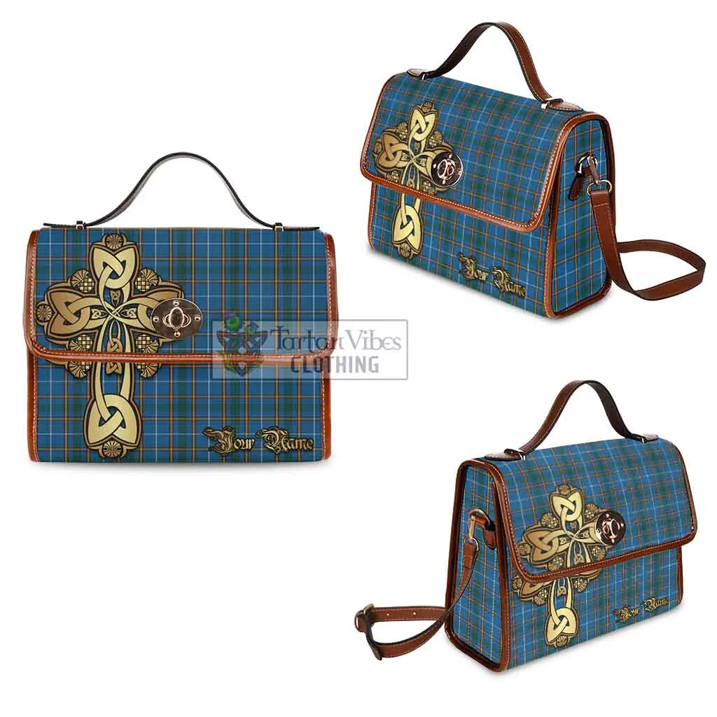 Bain Tartan Waterproof Canvas Bag Golden Thistle Celtic Cross Style