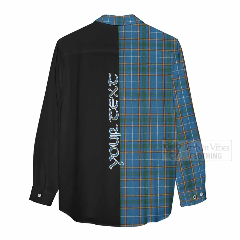 Bain Tartan Women's Casual Shirt with Family Crest and Half Of Me Style