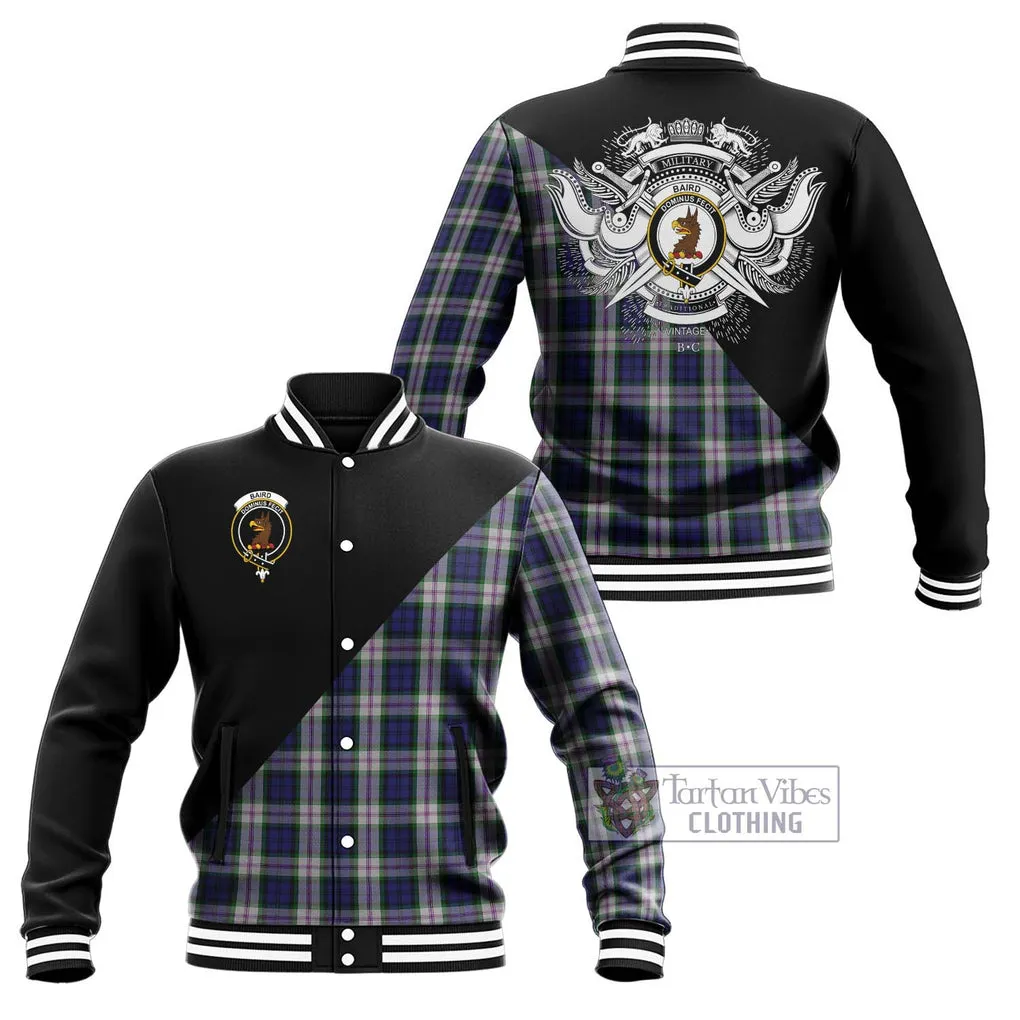 Baird Dress Tartan Baseball Jacket with Family Crest and Military Logo Style