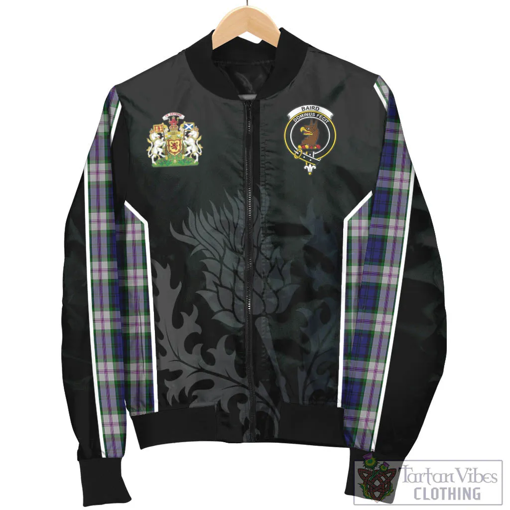 Baird Dress Tartan Bomber Jacket with Family Crest and Scottish Thistle Vibes Sport Style