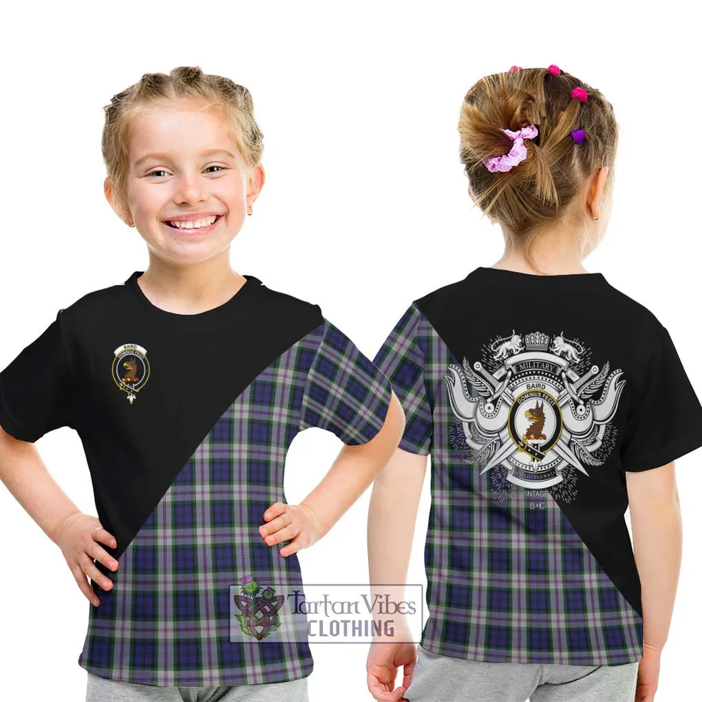 Baird Dress Tartan Kid T-Shirt with Family Crest and Military Logo Style