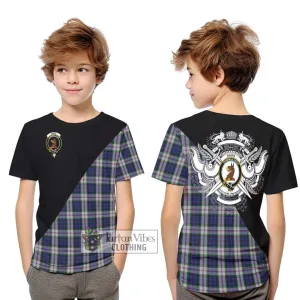 Baird Dress Tartan Kid T-Shirt with Family Crest and Military Logo Style