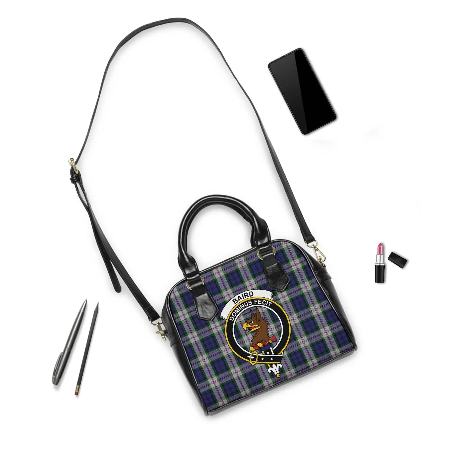 Baird Dress Tartan Shoulder Handbags with Family Crest