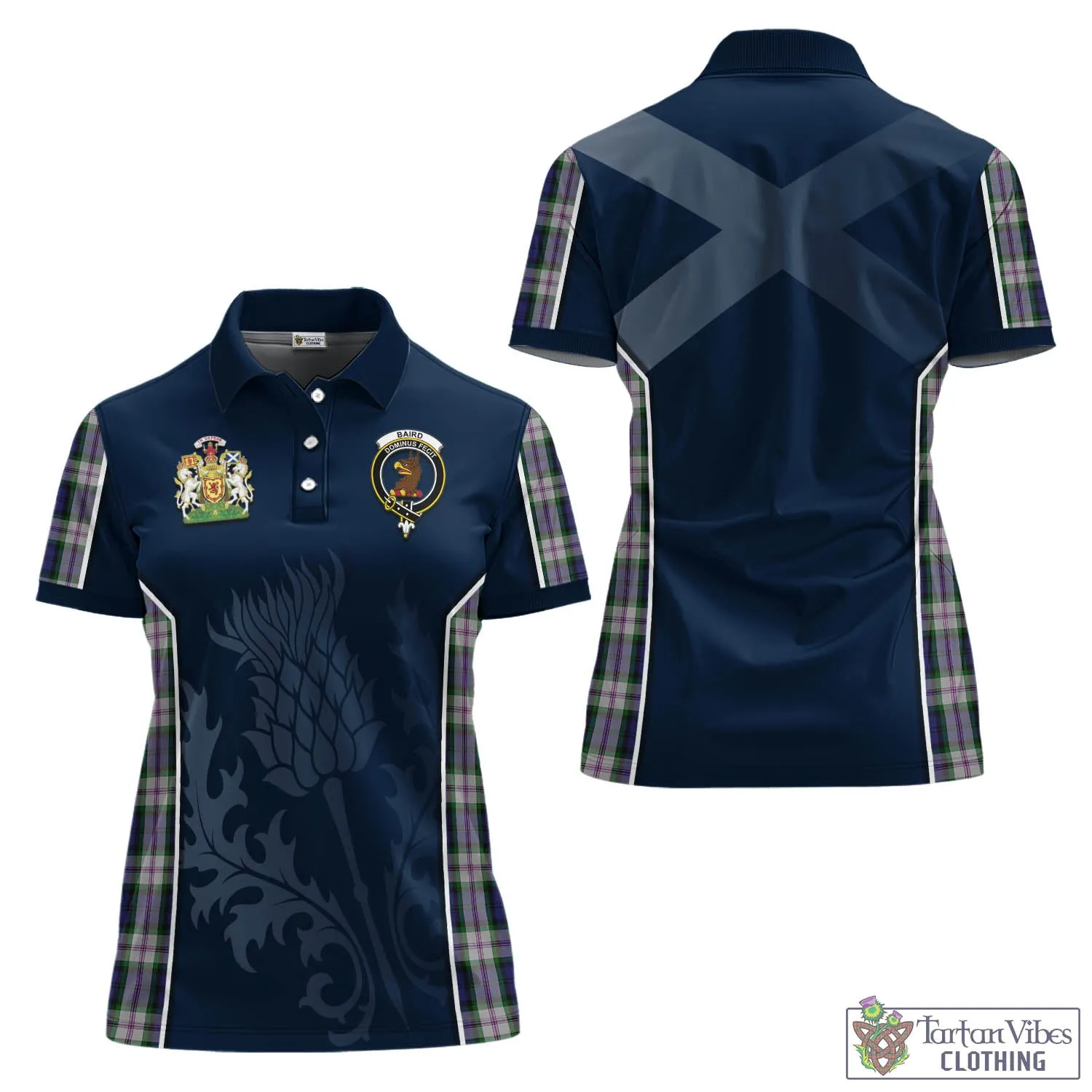 Baird Dress Tartan Women's Polo Shirt with Family Crest and Scottish Thistle Vibes Sport Style