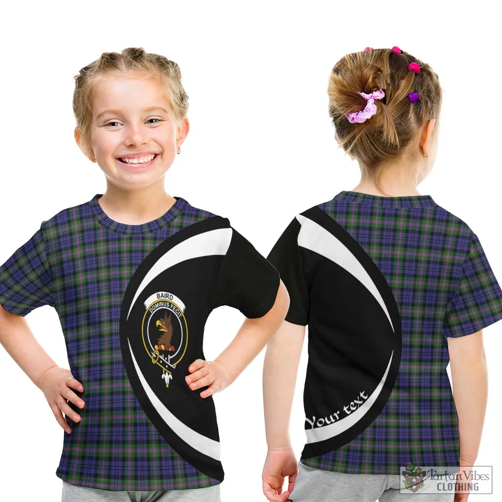 Baird Modern Tartan Kid T-Shirt with Family Crest Circle Style