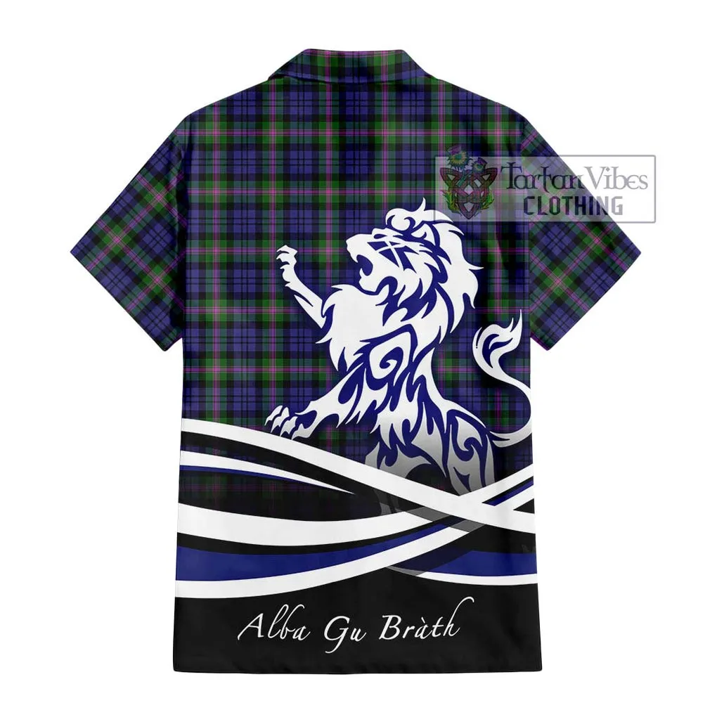 Baird Modern Tartan Short Sleeve Button Shirt with Alba Gu Brath Regal Lion Emblem